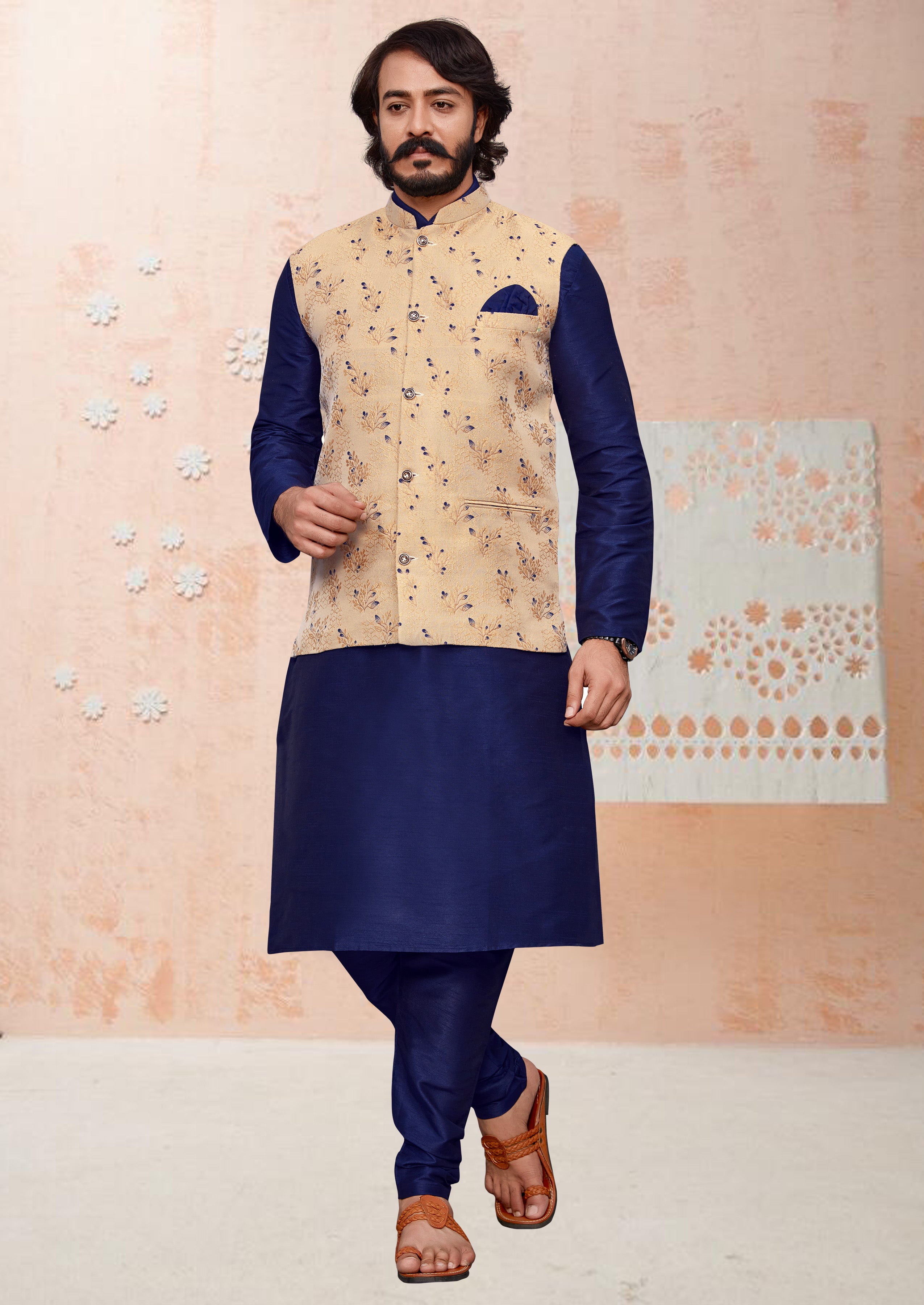 Blue fashion nehru jacket