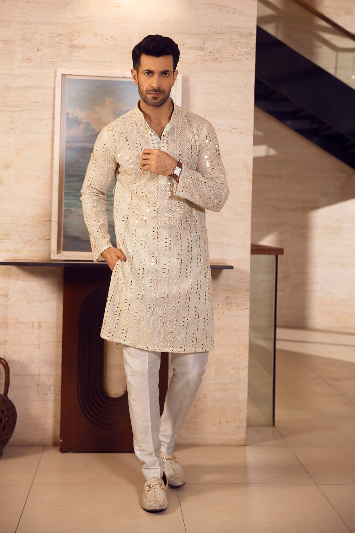 Mirage Sequin & Chikankari Kurta Pajama