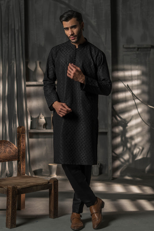 Black  Designer Kurta Pajama