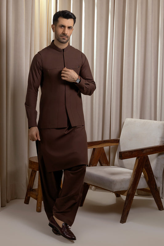 Classic Brown Men’s Waistcoat Set
