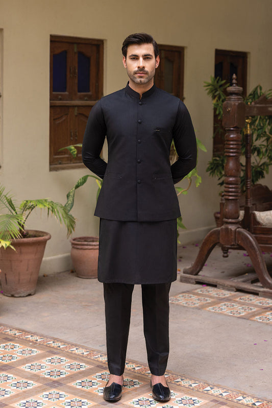 Black Waistcoat with Kurta Pajama