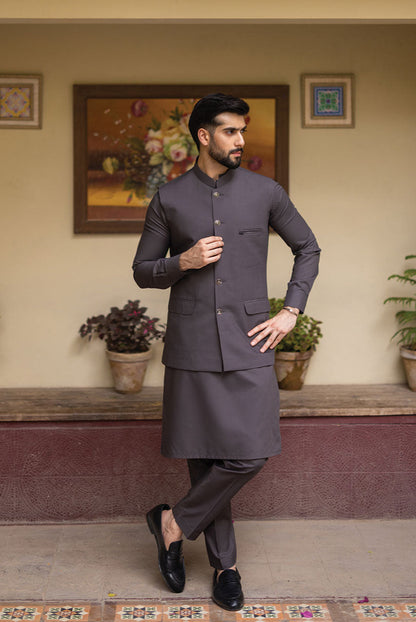 Grey Waistcoat with Kurta Pajama